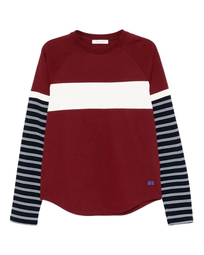 Wales Bonner T-Shirt mit gestreiftem Einsatz - Rot Rot