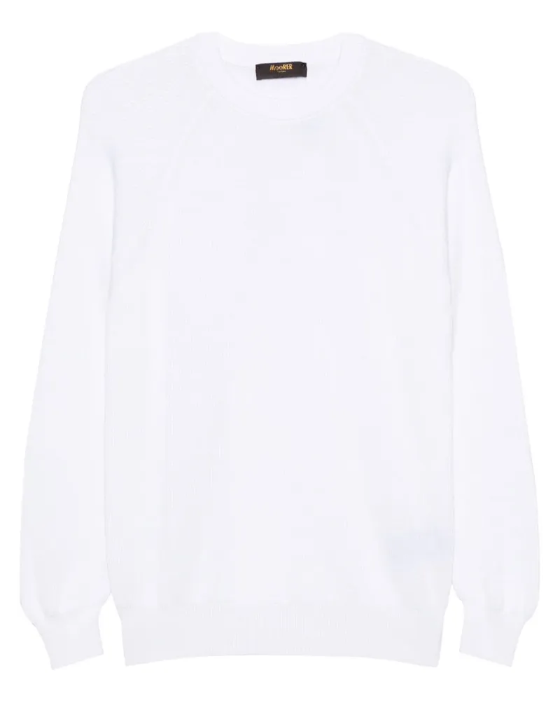 MOORER Gerippter Pullover - Weiß Weiß
