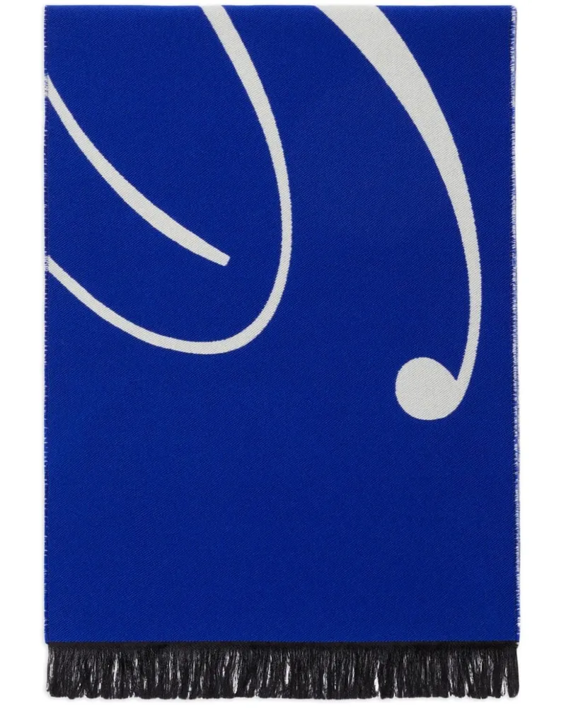 Burberry Intarsien-Schal mit Logo - Blau Blau