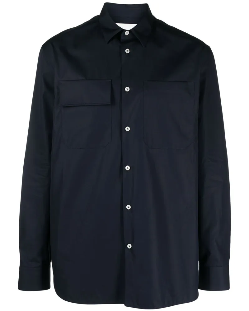 Jil Sander Hemd aus Bio-Baumwolle mit spitzem Kragen - Blau Blau