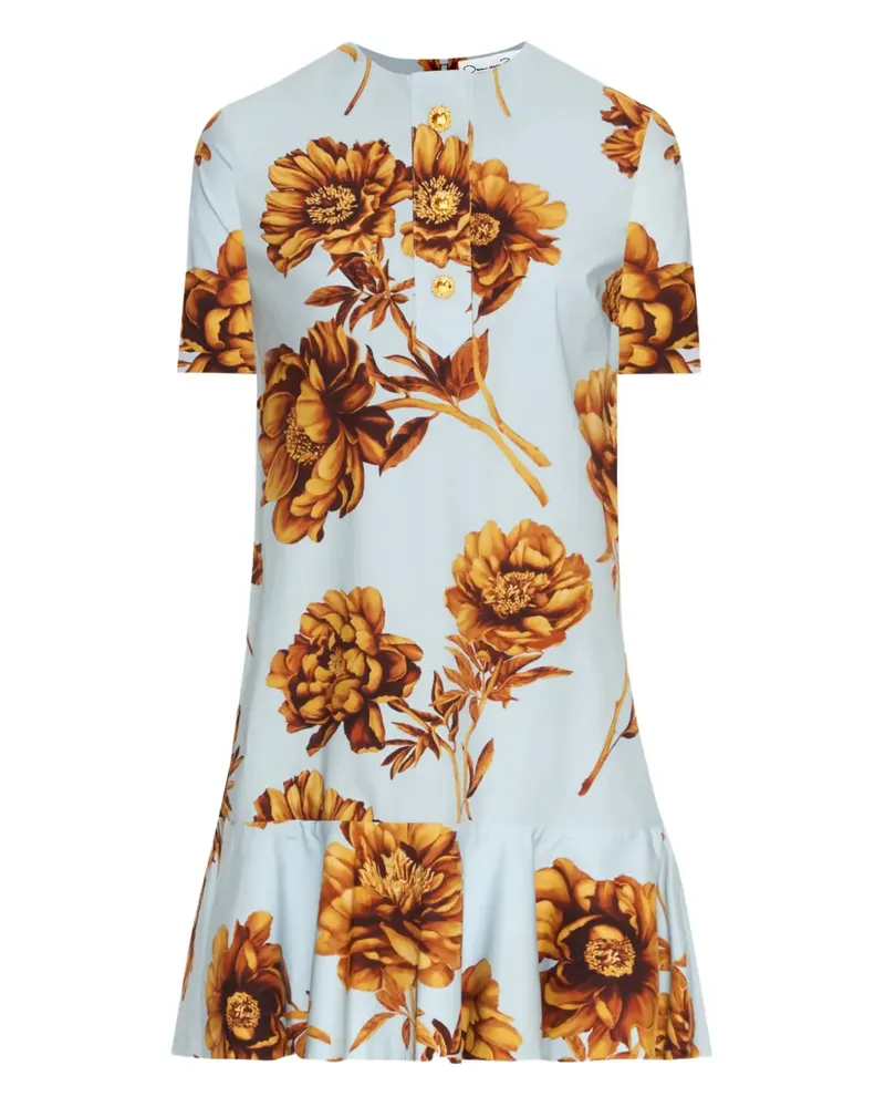 Oscar de la Renta Minikleid mit Pfingstrosen-Print - Weiß Weiß