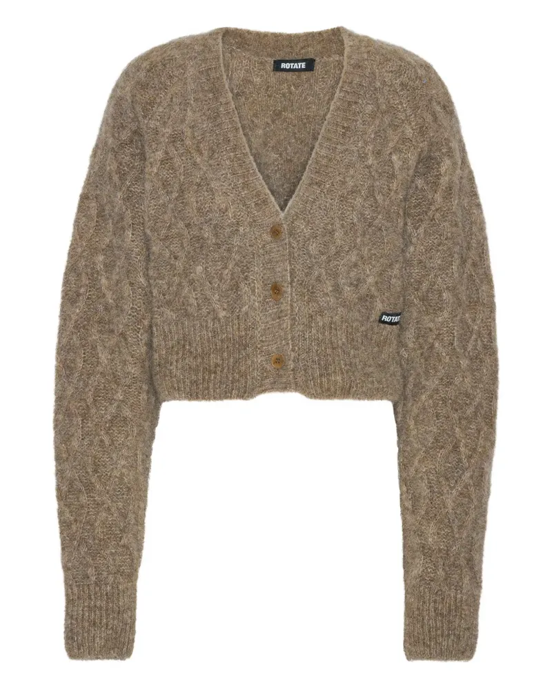 ROTATE Birger Christensen Cropped-Cardigan mit Zopfmuster - Braun Braun