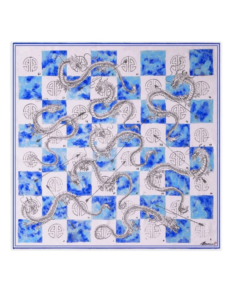 Shanghai Tang Dragon Arrow Seidenschal - Blau Blau