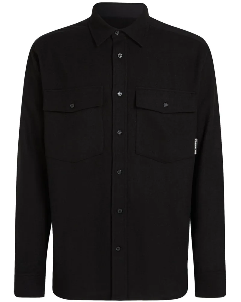 Karl Lagerfeld Hemdjacke mit Logo - Schwarz Schwarz