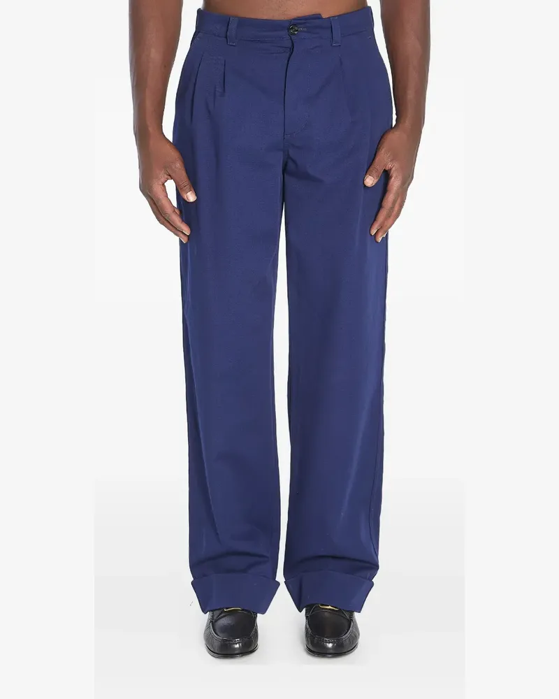 Valentino Garavani pleat cotton trousers - Blau Blau