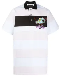 Prada Gestreiftes Oversized-Poloshirt Weiß