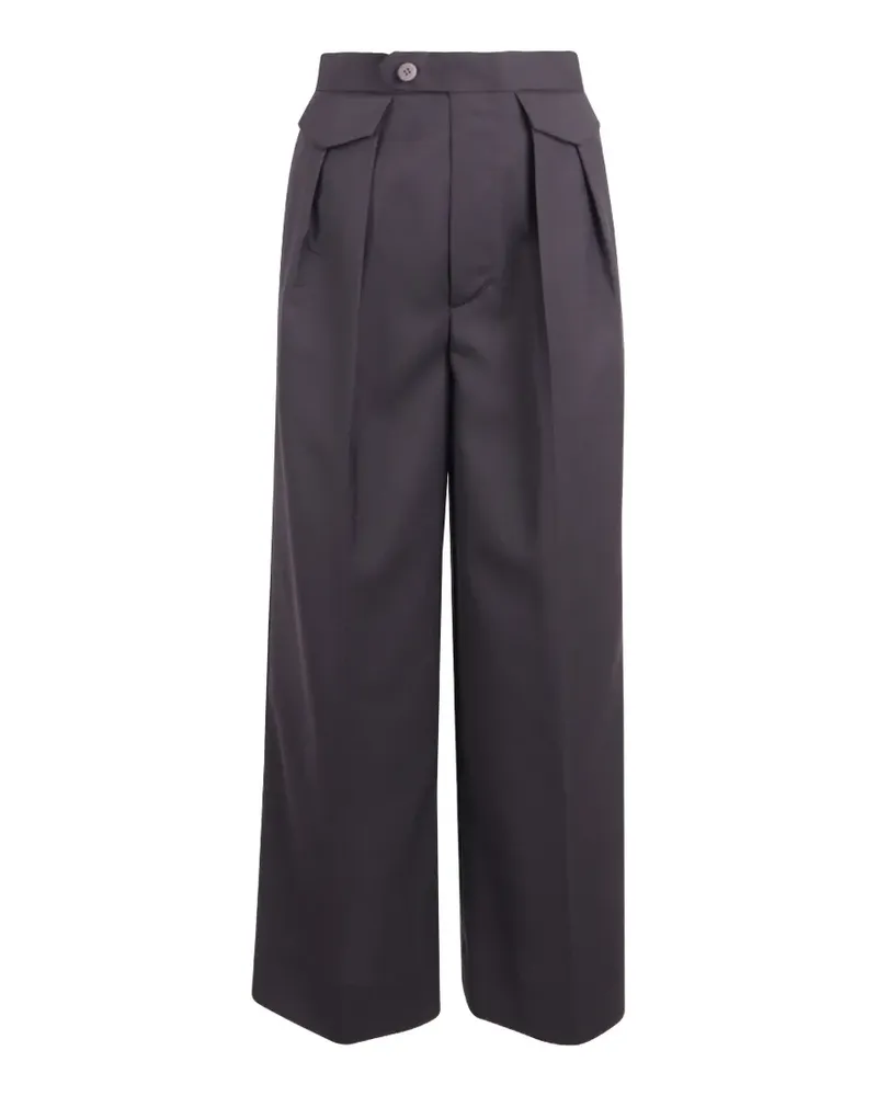 Issey Miyake Wide-Leg-Hose mit Bundfalten - Schwarz Schwarz