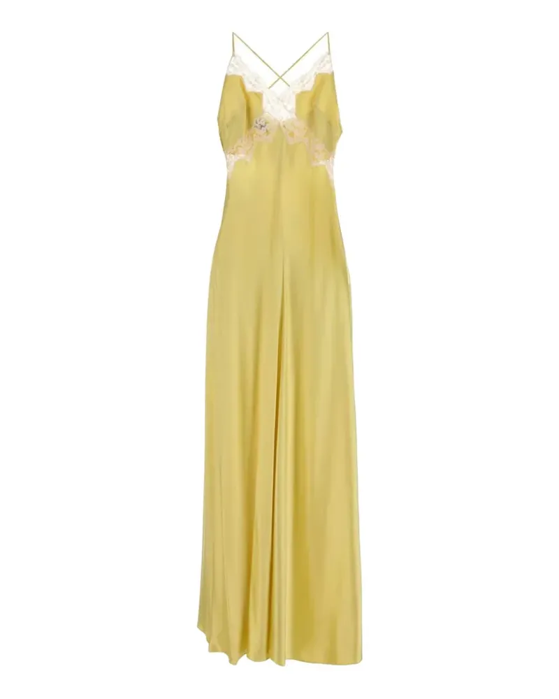 Alberta Ferretti lace-trim maxi dress - Gelb Gelb