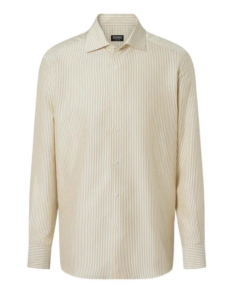 Ermenegildo Zegna Gestreiftes Seidenhemd - Nude Nude