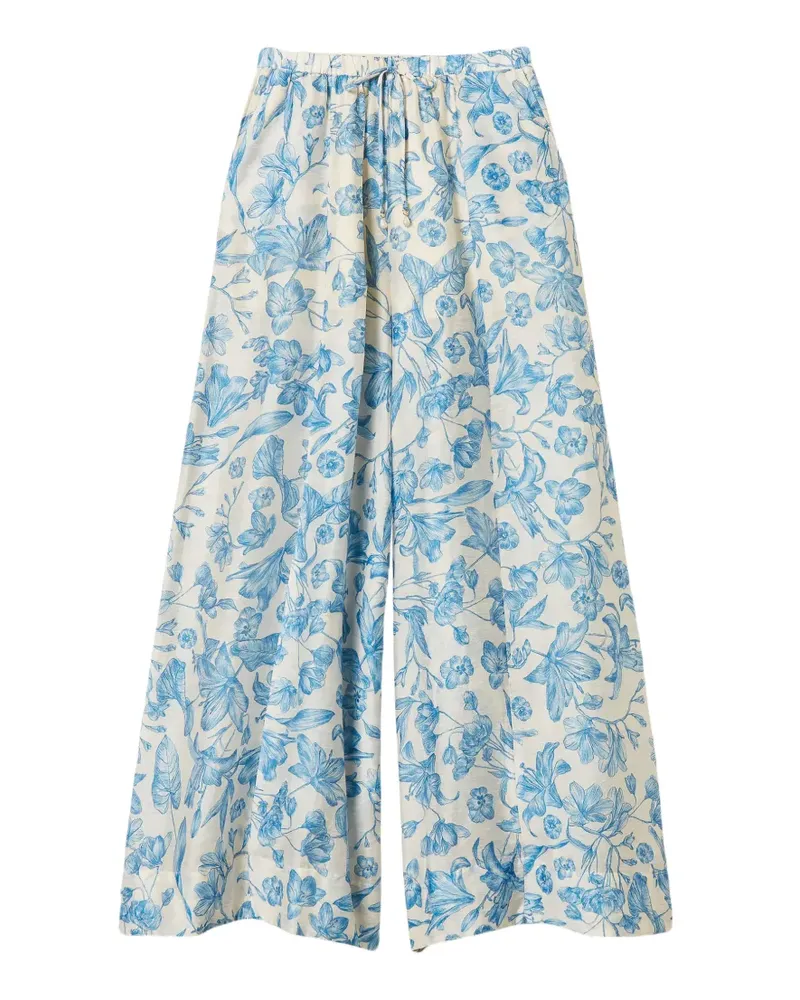 Twin-Set floral-print palazzo trousers - Nude Nude