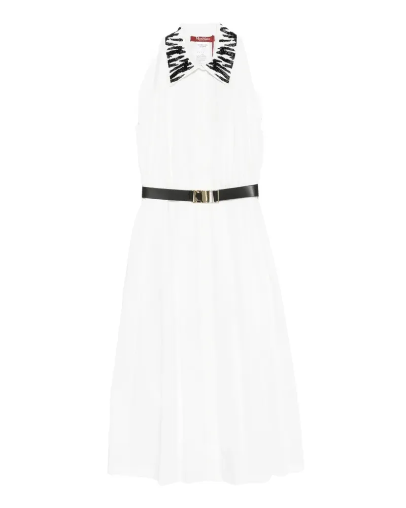 Max Mara Midikleid mit Zebra-Kragen - Weiß Weiß
