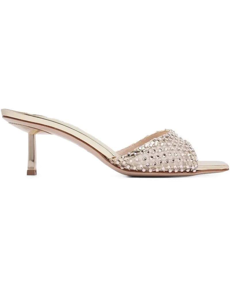 Le Silla Offene Mules mit Perlen - Gold Gold