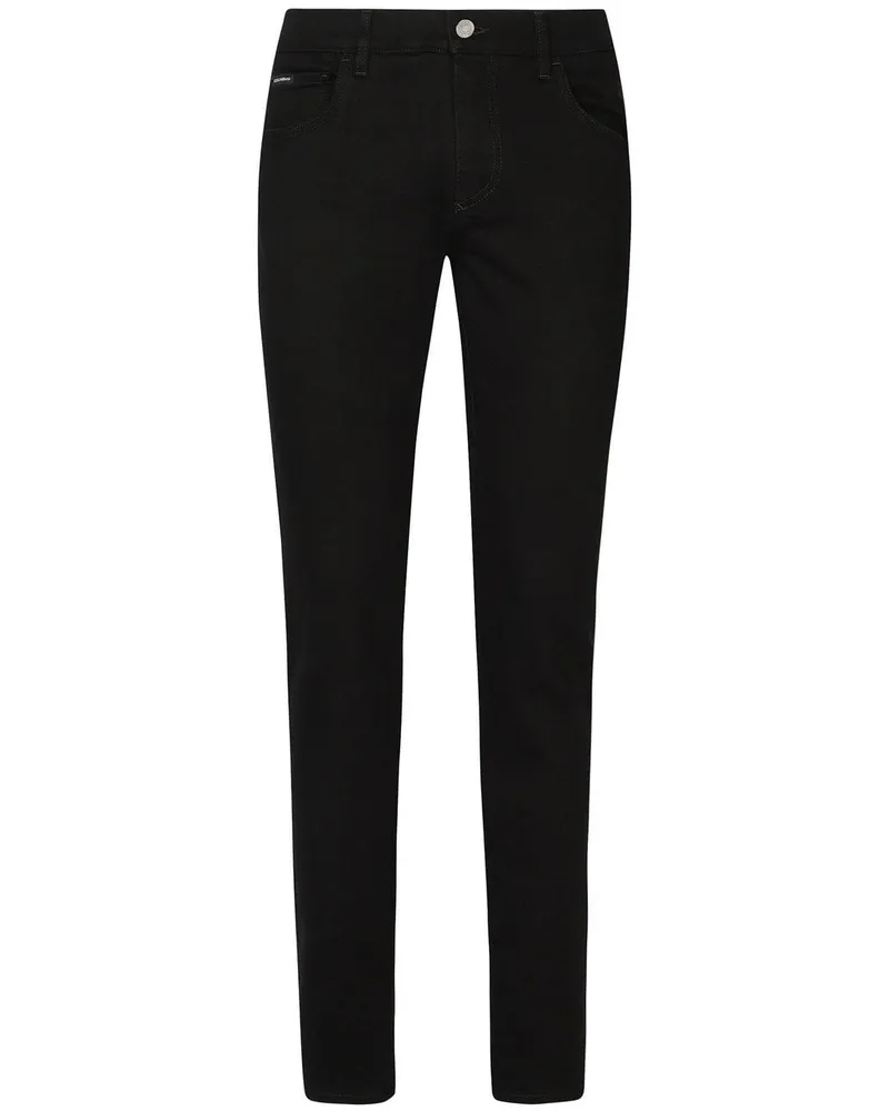 Dolce & Gabbana Skinny-Jeans mit Logo-Applikation - Schwarz Schwarz