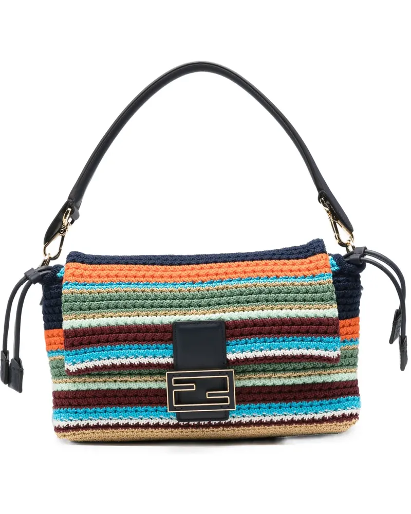 Fendi Mittelgroßer Mamma Baguette Tote Bag mit Streifen - Blau Blau