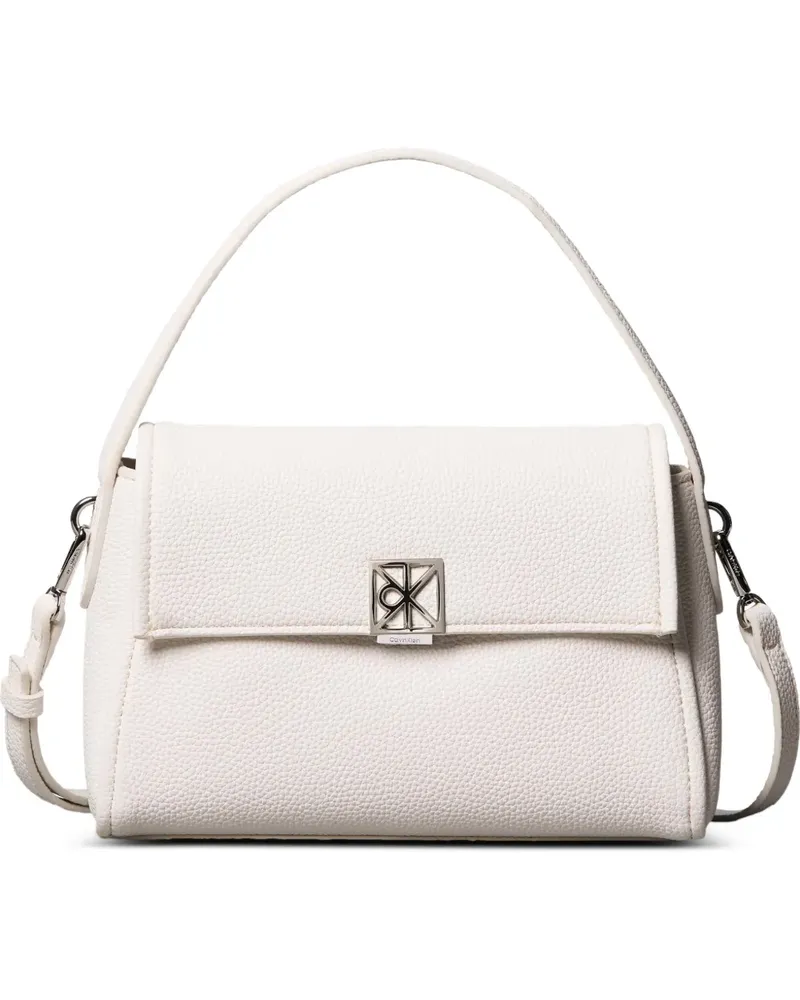Calvin Klein logo-detail grained-texture shoulder bag - Weiß Weiß