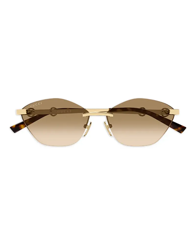 Gucci Rahmenlose Cat-Eye-Sonnenbrille - Gold Gold