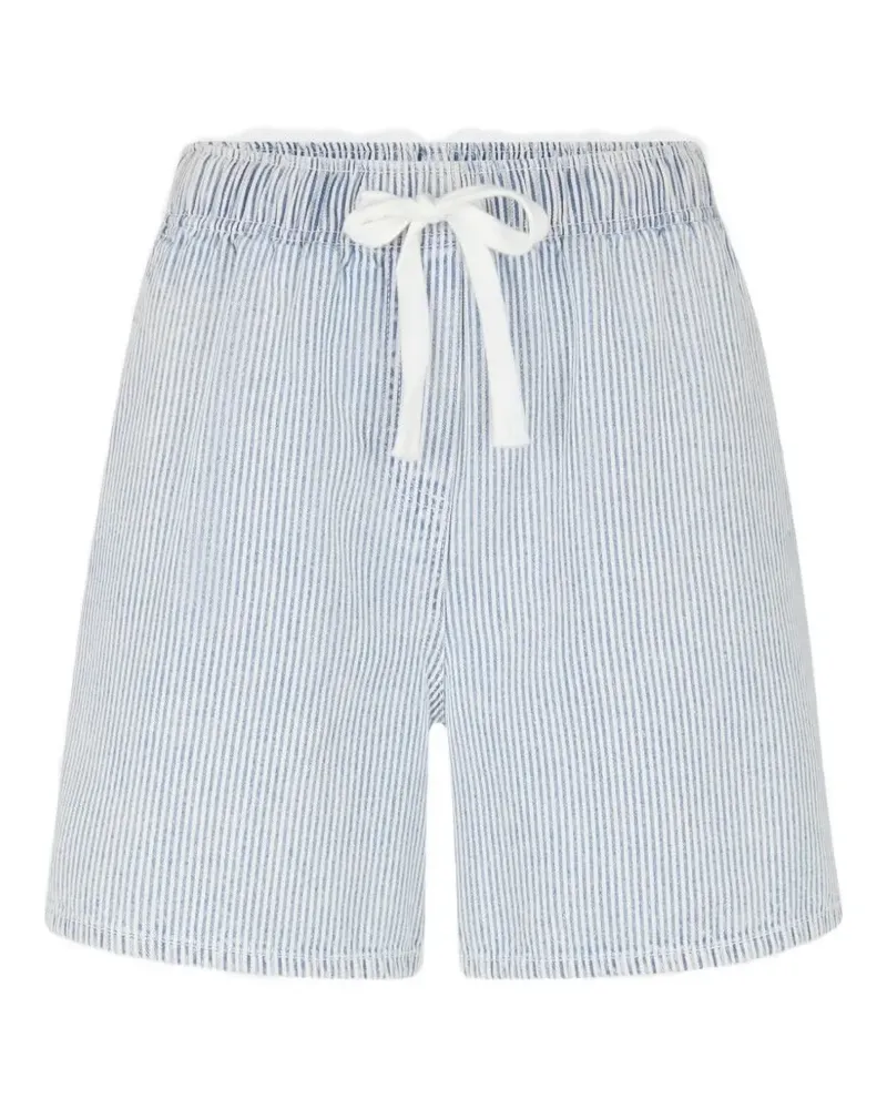 Juvia Gestreifte Maila Jeans-Shorts - Weiß Weiß