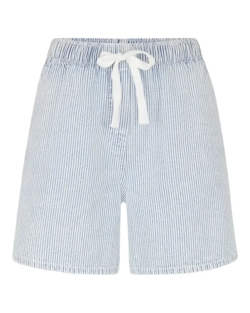 Juvia Gestreifte Maila Jeans-Shorts - Weiß Weiß