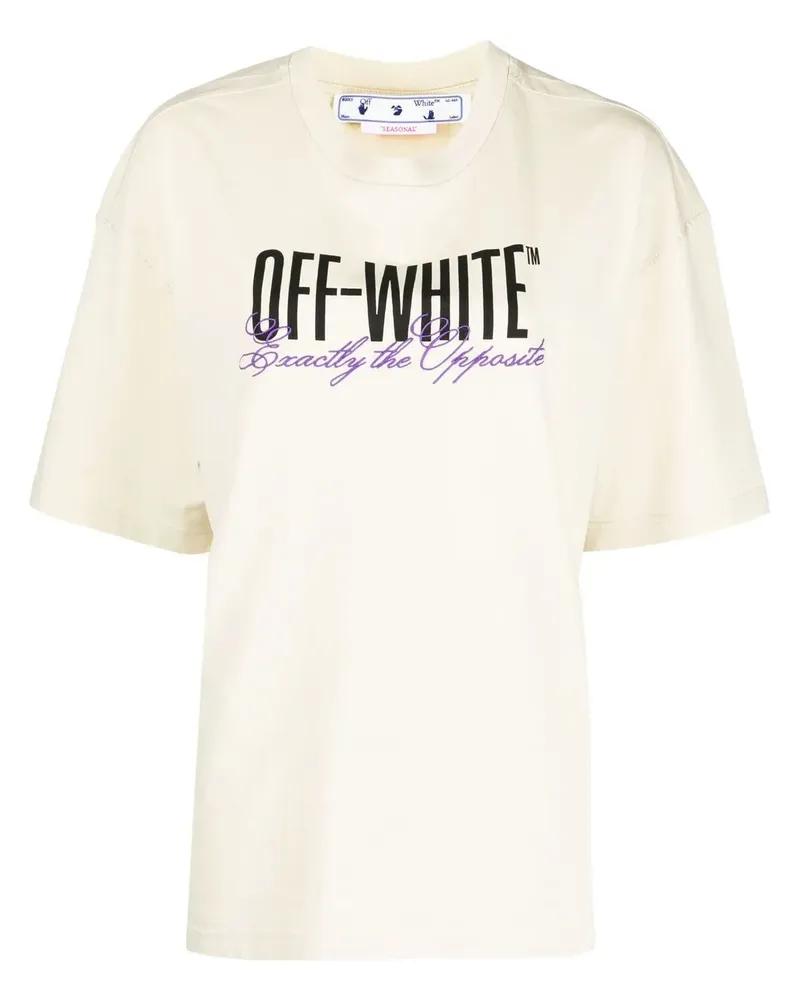 OFF-WHITE T-Shirt mit Logo-Print - Nude Nude