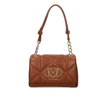 Gesteppte Umhängetasche mit Kettenriemen - Braun