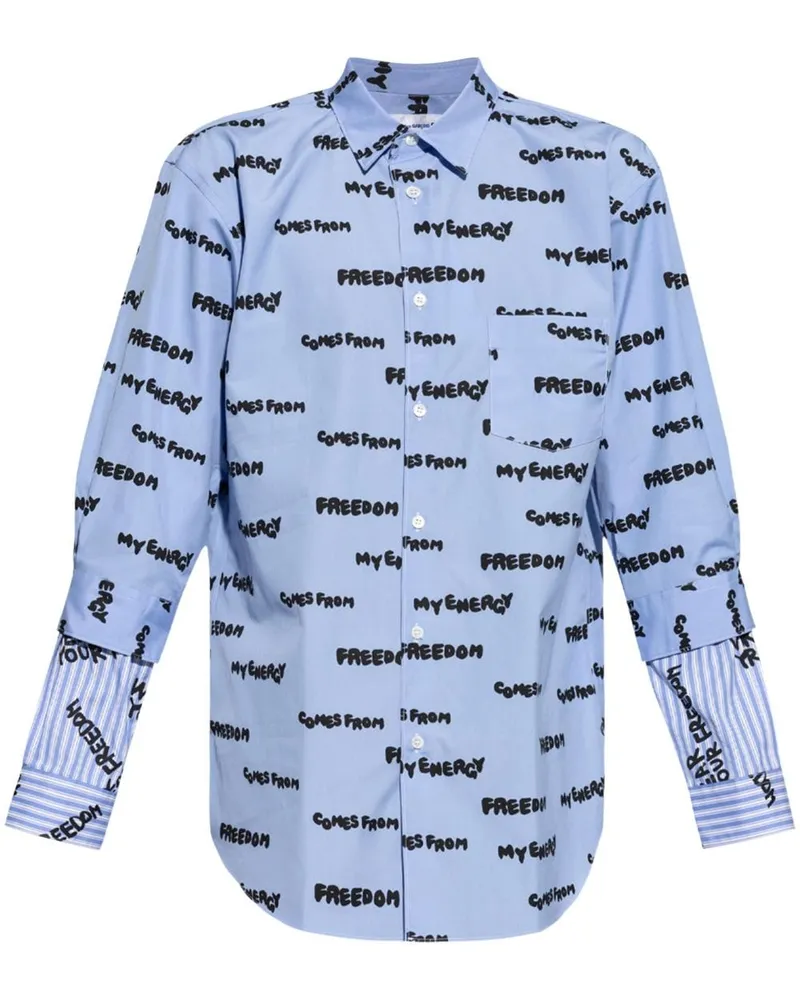Comme des Garçons Hemd mit Slogan-Print - Blau Blau