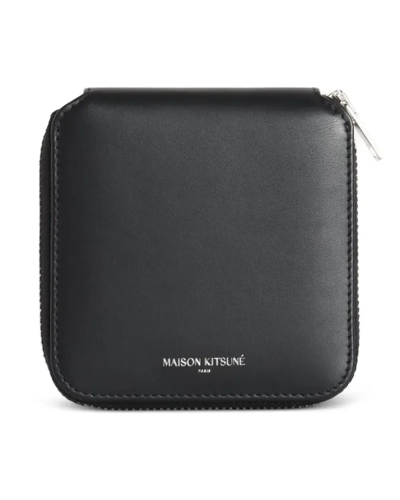Kitsuné logo-print zip-around wallet - Schwarz Schwarz