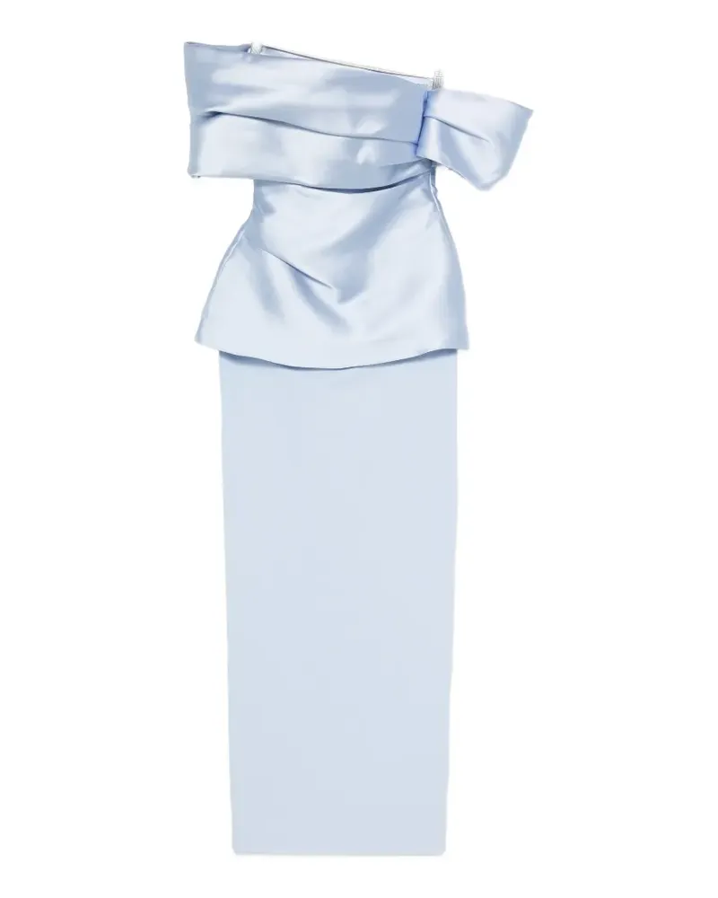 Solace London off-shoulder peplum-detail maxi dress - Blau Blau
