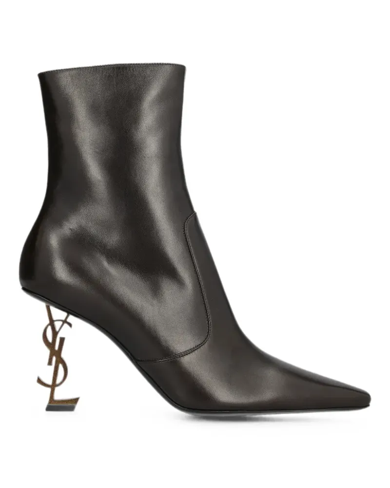Saint Laurent Opyum booties in smooth leather - Braun Braun