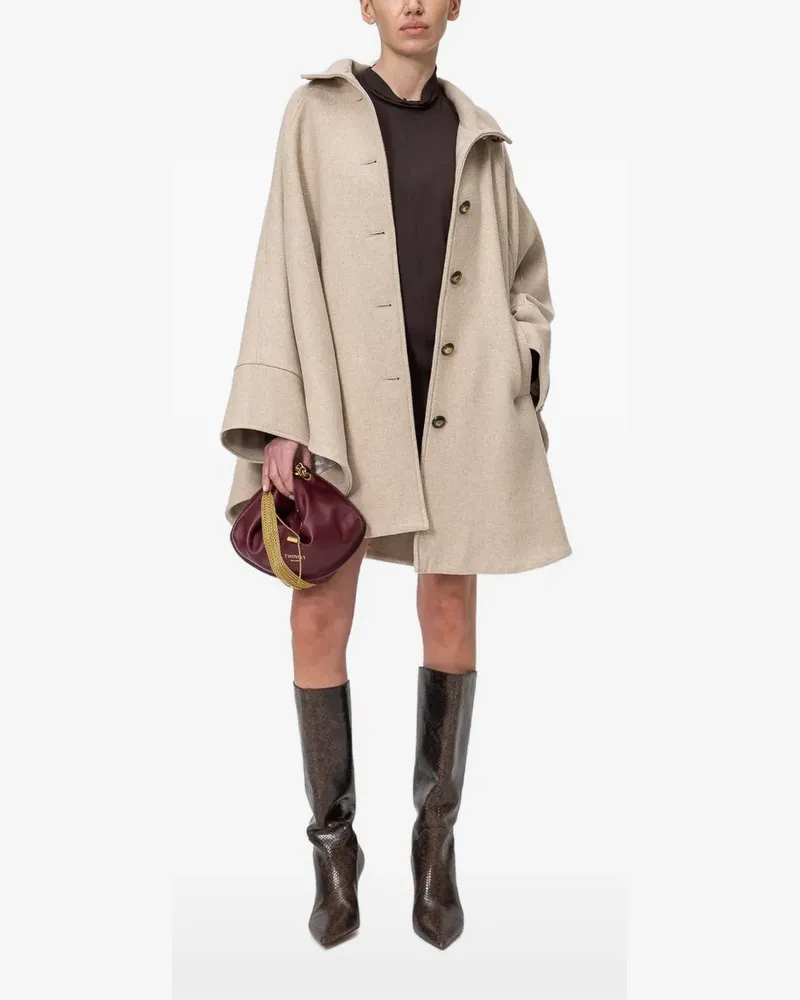 Twin-Set Cape aus Wollstoff mit Knöpfen - Nude Nude