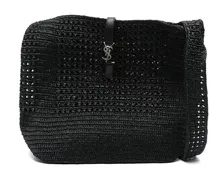 Mittelgroße Les 5 à 7 Bast-Schultertasche - Schwarz