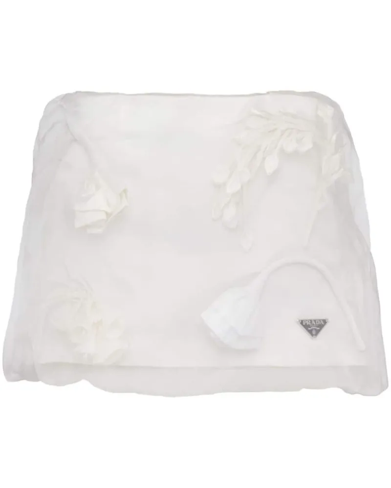 Prada Minirock mit Stickerei - Weiß Weiß