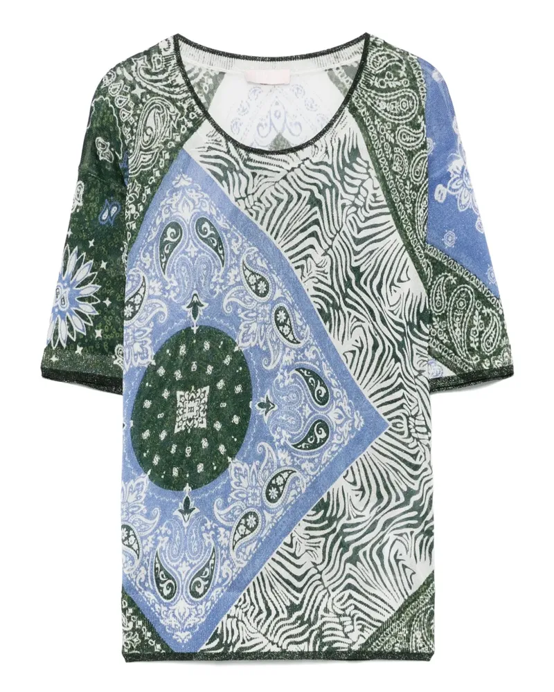 Liu Jo T-Shirt mit Bandana-Print - Grün Grün