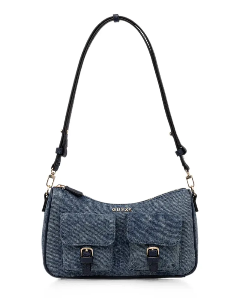 Guess Kassie Jeans-Schultertasche mit Schnallendetail - Blau Blau