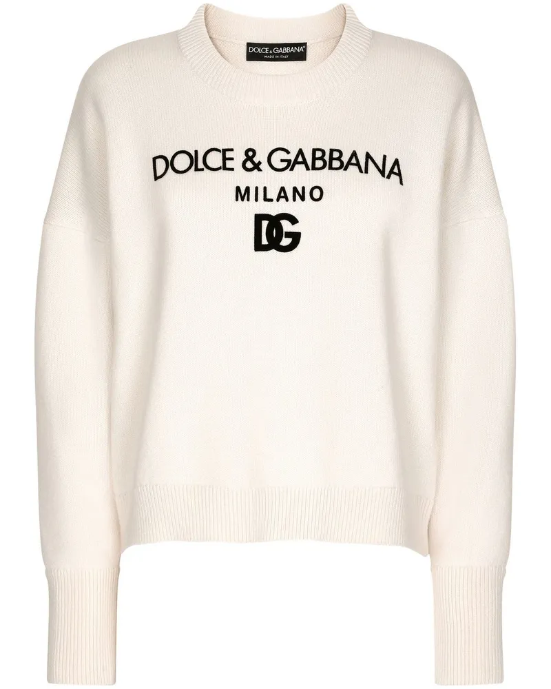 Dolce & Gabbana Kaschmirpullover mit DG-Logo - Nude Nude