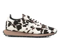 Sneakers aus Kalbsfell mit Kuh-Print - Weiß