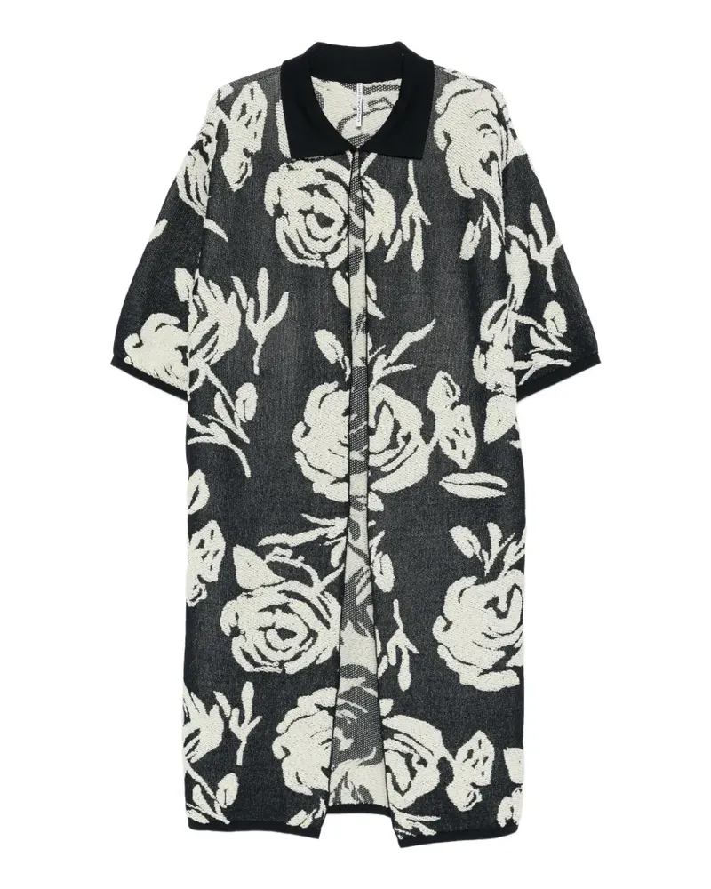 Liviana Conti Mantel mit Blumenkragen - Schwarz Schwarz