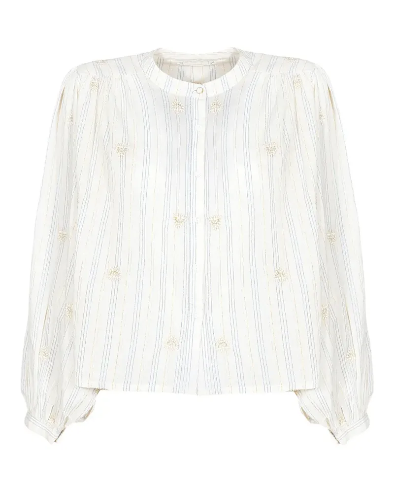 MAISON HOTEL Caroline Starry Night embroidered striped blouse - Weiß Weiß