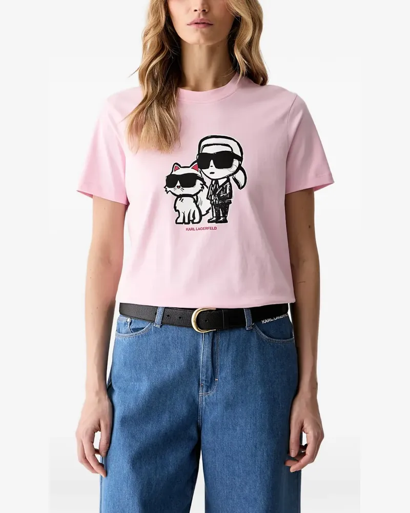 Karl Lagerfeld Ikonik graphic-print T-shirt - Rosa Rosa