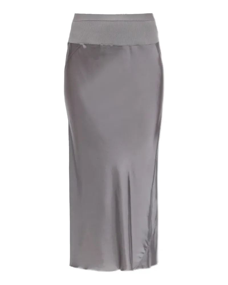 Rick Owens elasticated-waistband satin-finish midi skirt - Grau Grau