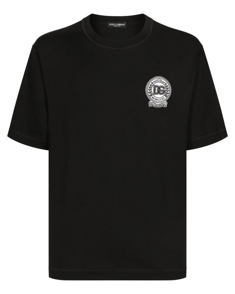 Dolce & Gabbana T-Shirt mit DG-Stickerei - Schwarz Schwarz