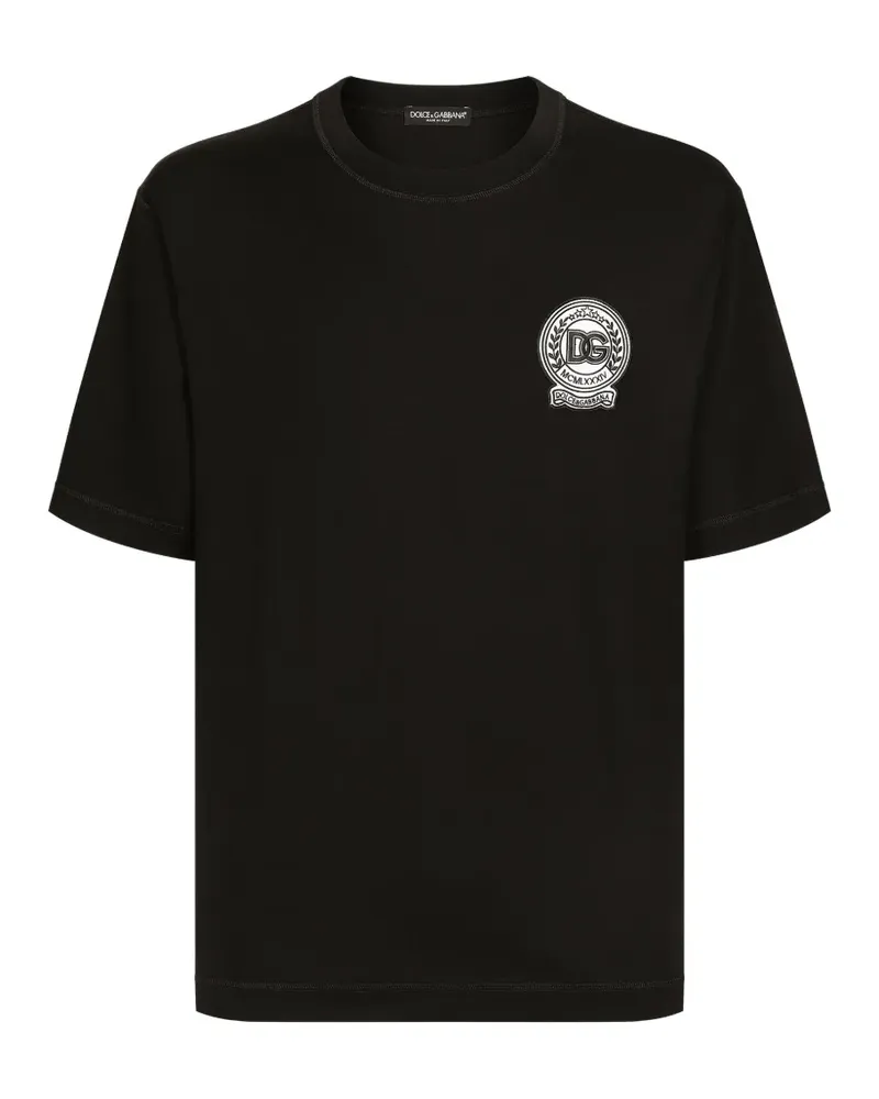 Dolce & Gabbana T-Shirt mit DG-Stickerei - Schwarz Schwarz