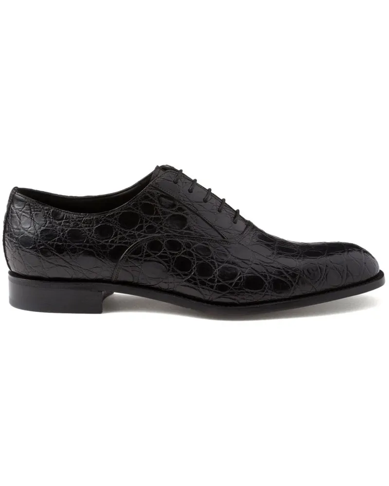 Prada Oxford-Schuhe mit Kroko-Optik Schwarz