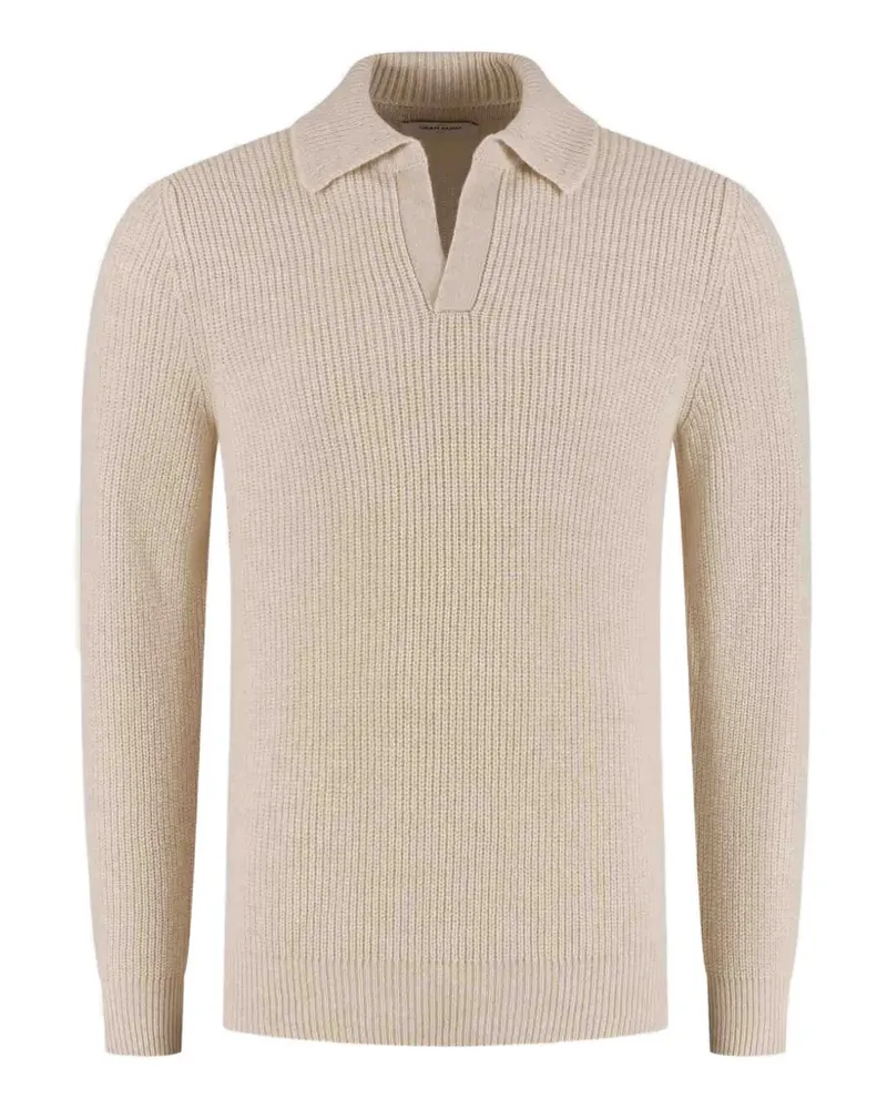 Gran Sasso Gerippter Pullover mit Polokragen - Nude Nude