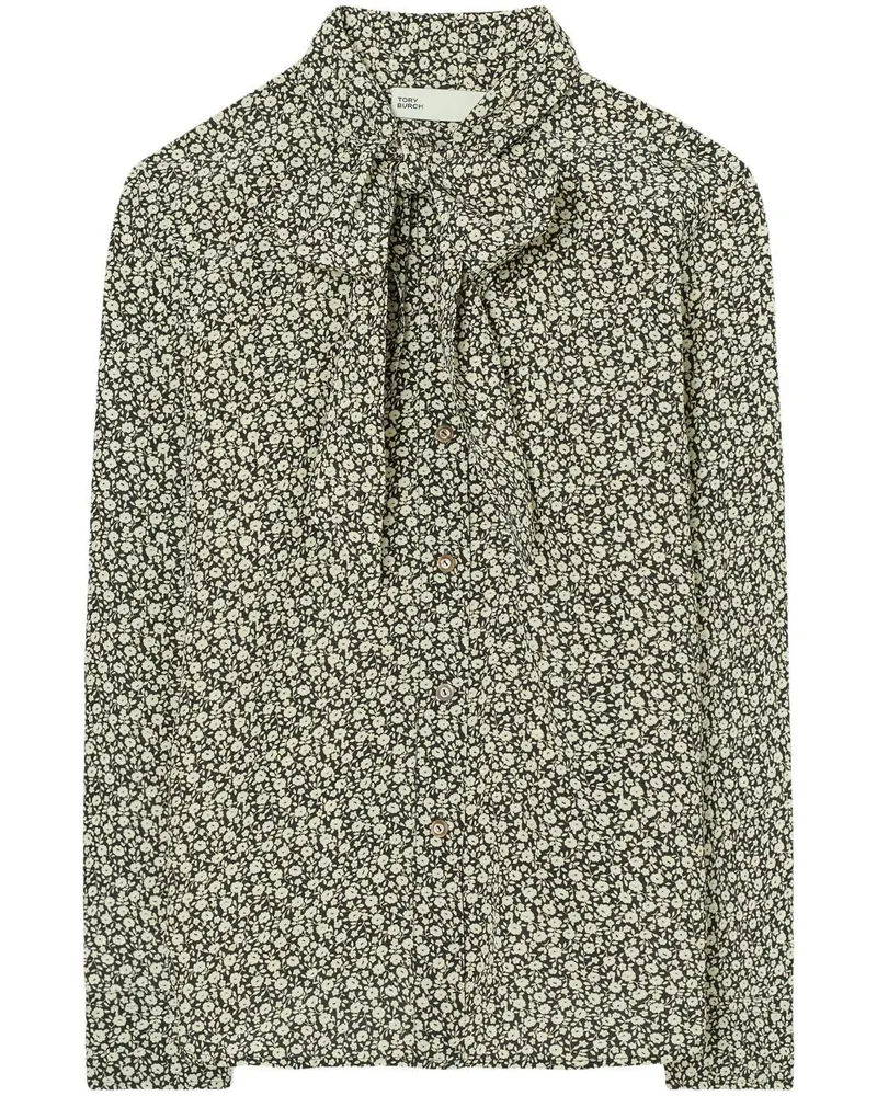 Tory Burch Bluse mit Blumen-Print - Schwarz Schwarz