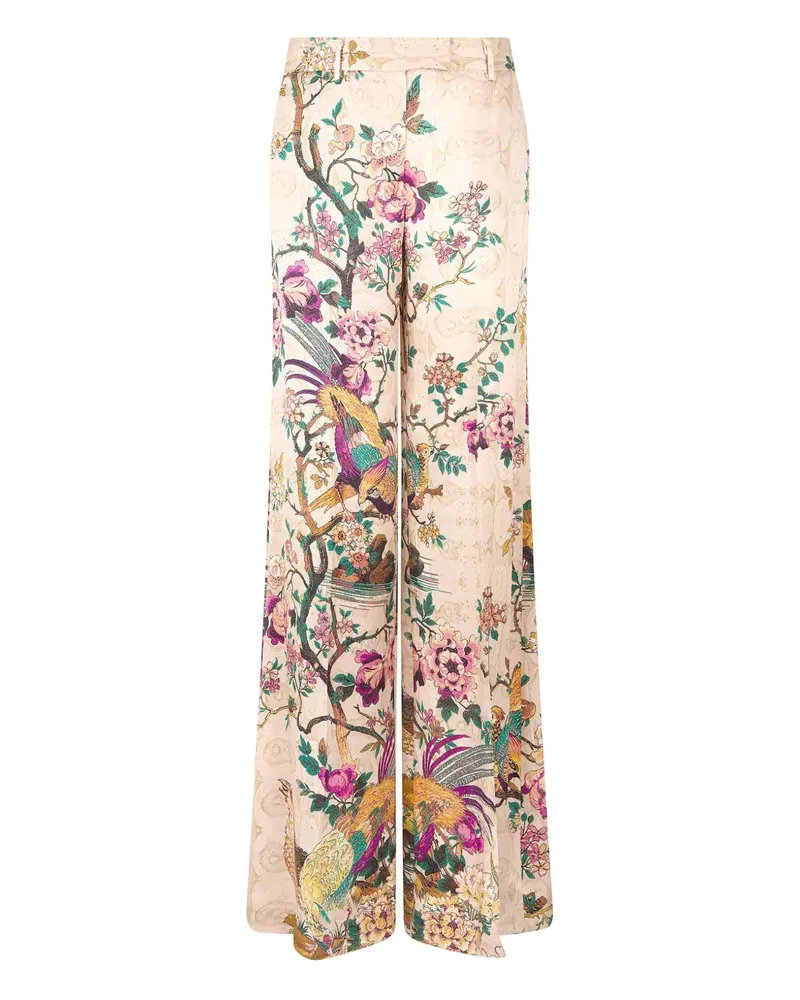 Roberto Cavalli Pheasant Hose mit Blumen-Print - Nude Nude