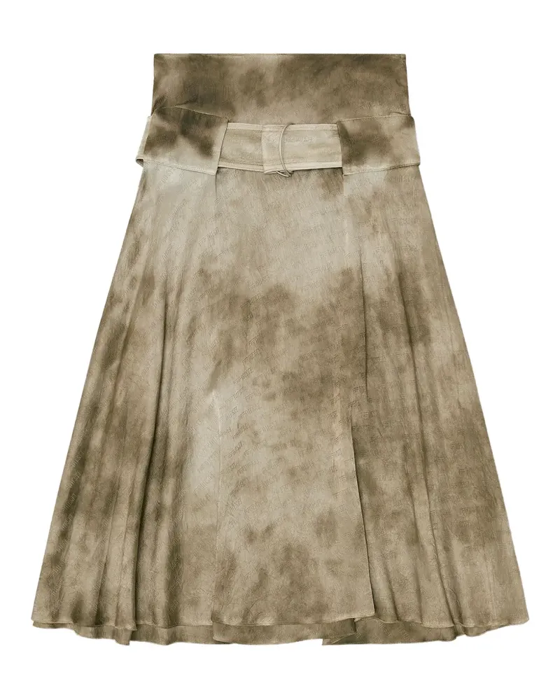 Diesel belted midi skirt in logo-jacquard satin - Nude Nude