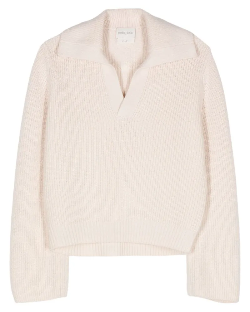 forte_forte Pullover mit Spreizkragen - Nude Nude