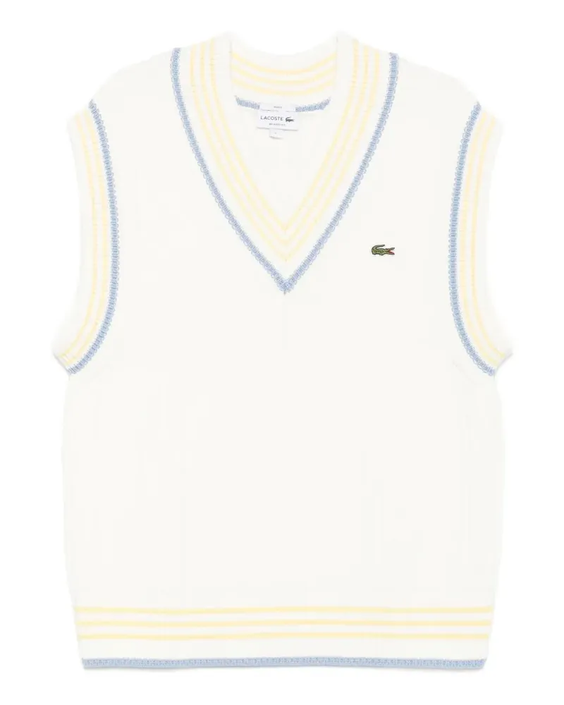 Lacoste striped-trim ribbed-knit vest - Weiß Weiß
