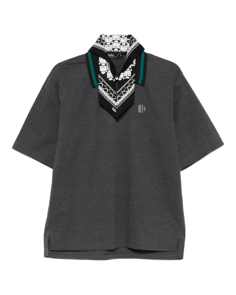 kolor logo-embroidered polo shirt - Grau Grau