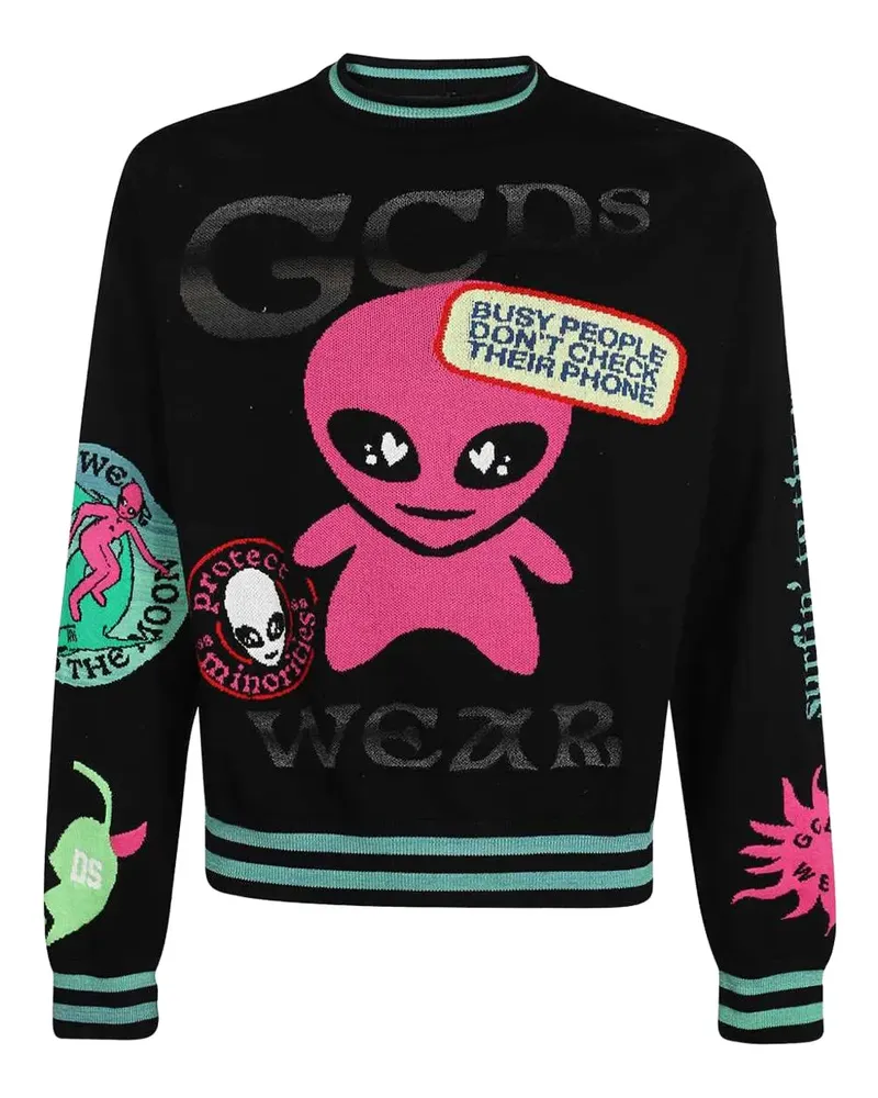 GCDS alien-graphic crew-neck sweatshirt - Schwarz Schwarz